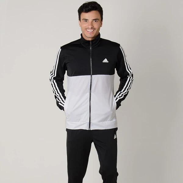 AGASALHO ADIDAS BACK 2 BASICS 3 STRIPES MASCULINO - Preto/branco