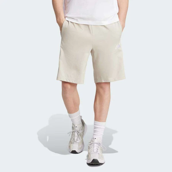BERMUDA ADIDAS 3 STRIPES SINGLE JERSEY MASCULINO - Bege/branco