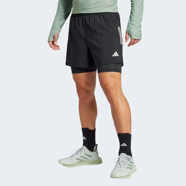 BERMUDA ADIDAS OWN THE RUN 2 EM 1 MASCULINA - Preto