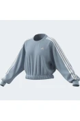 BLUSA ADIDAS MOLETOM CROPPED 3 STRIPES FEMININA - Azul celeste/branco BLUSA ADIDAS MOLETOM CROPPED 3 STRIPES FEMININA - Azul celeste/branco