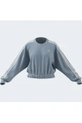 BLUSA ADIDAS MOLETOM CROPPED 3 STRIPES FEMININA - Azul celeste/branco BLUSA ADIDAS MOLETOM CROPPED 3 STRIPES FEMININA - Azul celeste/branco