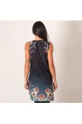 BLUSA COLCCI ALONGADA ESTAMPADA FEMININA - Preto BLUSA COLCCI ALONGADA ESTAMPADA FEMININA - Preto