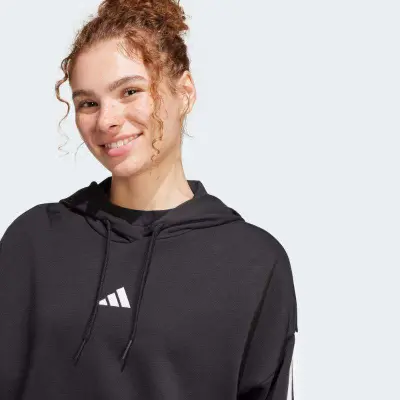 BLUSÃO ADIDAS CROPPED COM CAPUZ 3S FEMININO - Preto