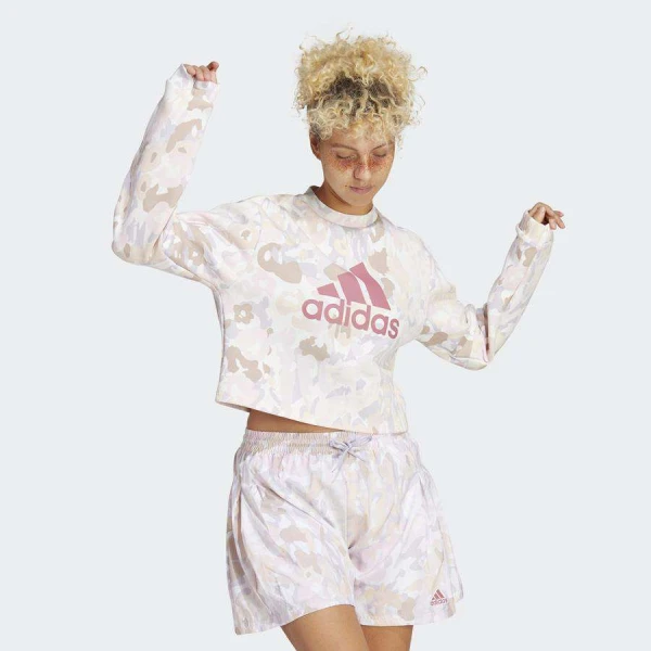 BLUSÃO ADIDAS MOLETOM AOP SWT FEMININO - Branco/rosa