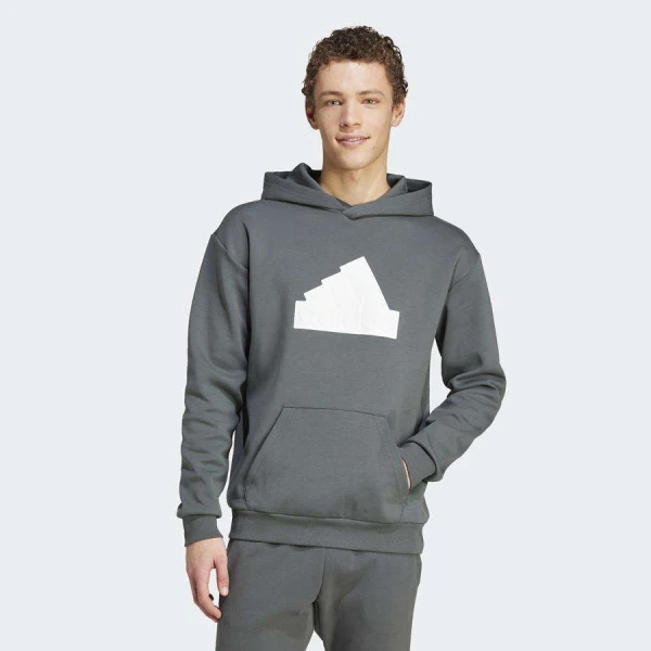 BLUSÃO ADIDAS MOLETOM CAPUZ FUTURE ICONS BADGE OF SPORT MASCULINO - Chumbo