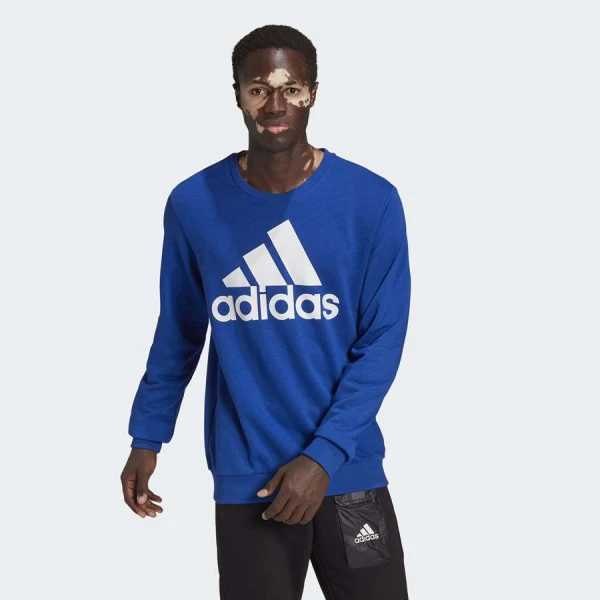 BLUSÃO ADIDAS MOLETOM ESSENTIALS BIG LOGO MASCULINO - Azul/branco