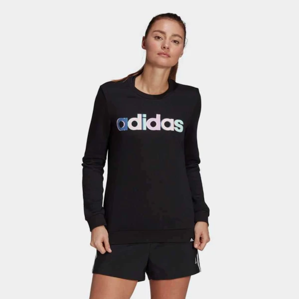 BLUSÃO ADIDAS MOLETOM ESTAMPADO MULTICOLORIDO FEMININO - Preto