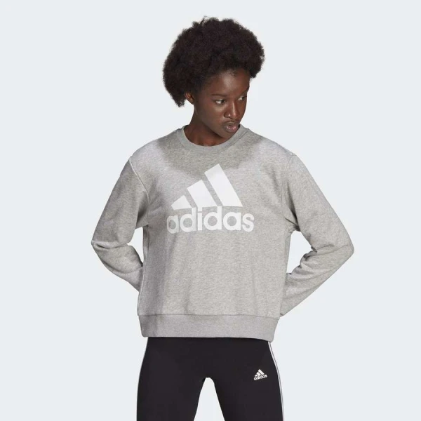 BLUSÃO ADIDAS MOLETOM FOLGADO ESSENTIALS FEMININO - Cinza/branco