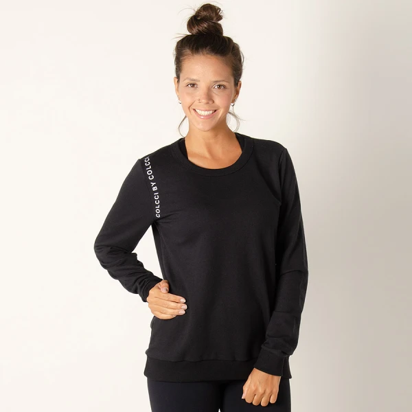 BLUSÃO COLCCI MOLETOM FEMININO - Preto