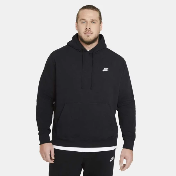 BLUSÃO MOLETOM NIKE SPORTSWEAR CLUB FLEECE PULLOVER COM CAPUZ MASCULINO - Preto