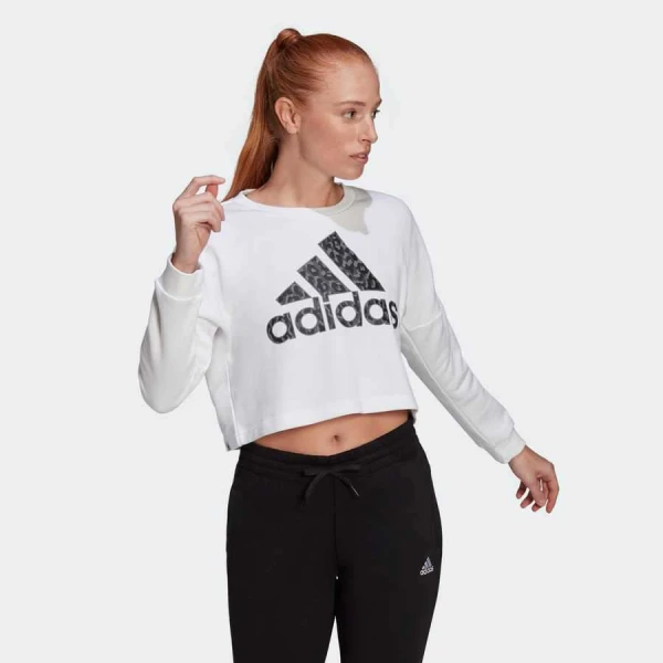 BLUSÃO MOLETON ADIDAS ESTAMPA LEOPARDO FEMININO - Branco