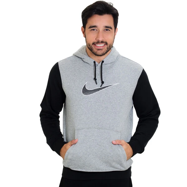 BLUSÃO NIKE CLUB FLEECE SWOOSH PLUS CREW 727755 - Cinza/preto