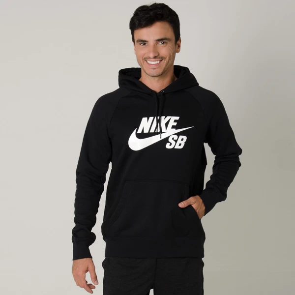 BLUSÃO NIKE SB ICON PULLOVER HOODIE MASCULINO - Preto/branco