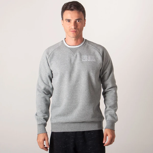 BLUSÃO PUMA ATHLETICS CREW MASCULINO - Cinza