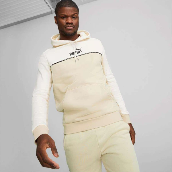 BLUSÃO PUMA ESS BLOCK X TAPE HOODIE FL MASCULINO - Bege/marrom
