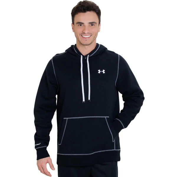 BLUSÃO UNDER ARMOUR STORM COTTON PULLOVER MASCULINO - Preto/branco