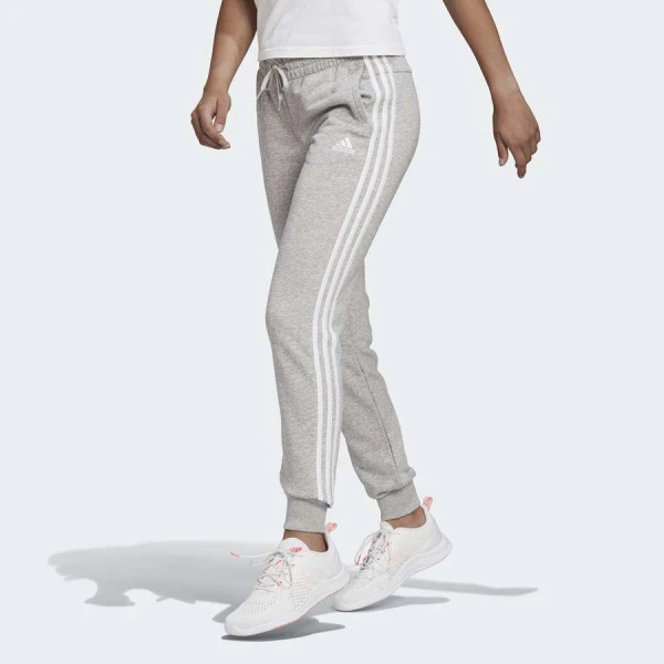 CALÇA ADIDAS ESSENTIALS FRENCH TERRY 3-STRIPES FEMININA - Cinza/branco