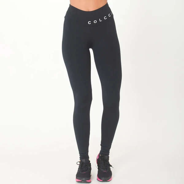 CALÇA LEGGING COLCCI BÁSICA FEMININA - Preto/prata