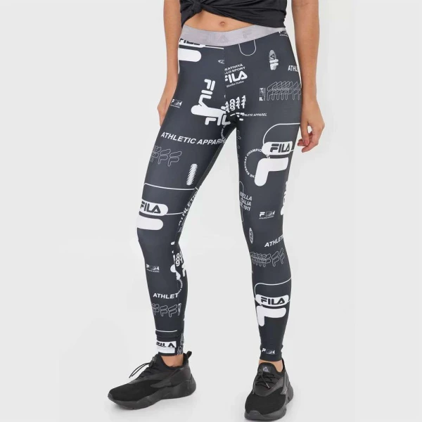 CALÇA LEGGING FILA TRAIN ELASTIC II FEMININA - Preto/branco
