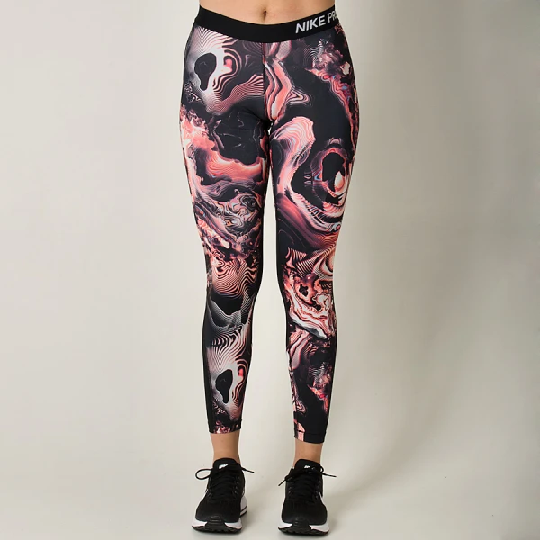 CALÇA LEGGING NIKE PRO TIGHT CORAL PRINT FEMININA - Preto/laranja