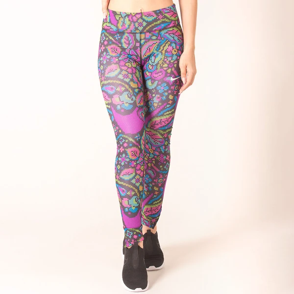 CALÇA NIKE LEGGING FAST FEMININA - Chumbo/rosa