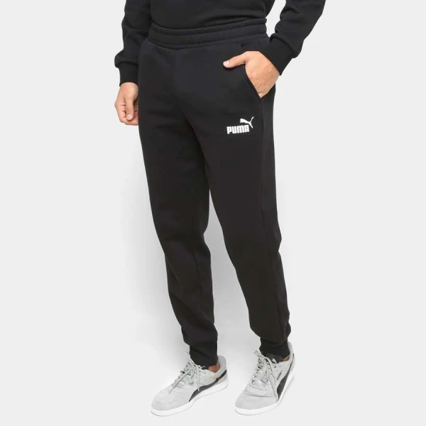 CALÇA PUMA MOLETOM ESSENTIALS LOGO MASCULINA - Preto