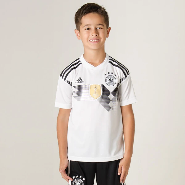 CAMISA ADIDAS ALEMANHA OFICIAL 1 2018 SEM NÚMERO INFANTIL - Branco/preto