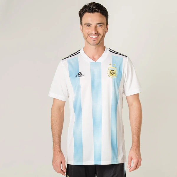 CAMISA ADIDAS ARGENTINA OFICIAL 1 2018 SEM NÚMERO - Branco/azul celeste