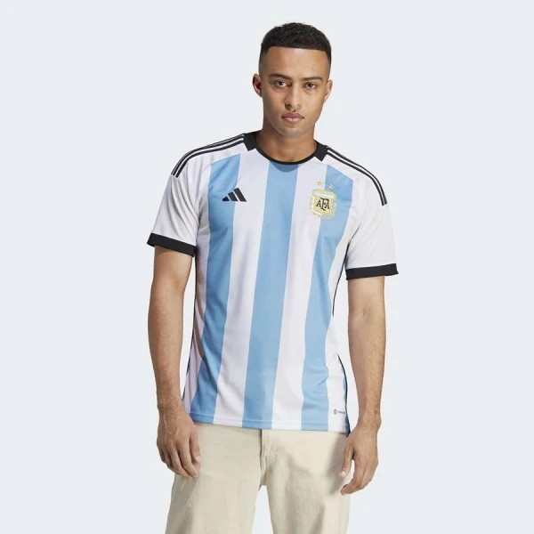 CAMISA ADIDAS ARGENTINA OFICIAL I 2022 TORCEDOR MASCULINA - Branco/azul