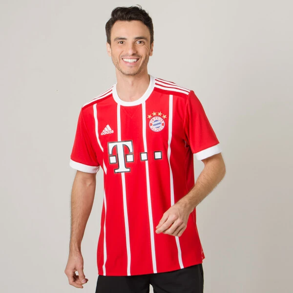 CAMISA ADIDAS BAYERN DE MUNIQUE OFICIAL 1 2017/18 SEM NÚMERO - Vermelho/branco