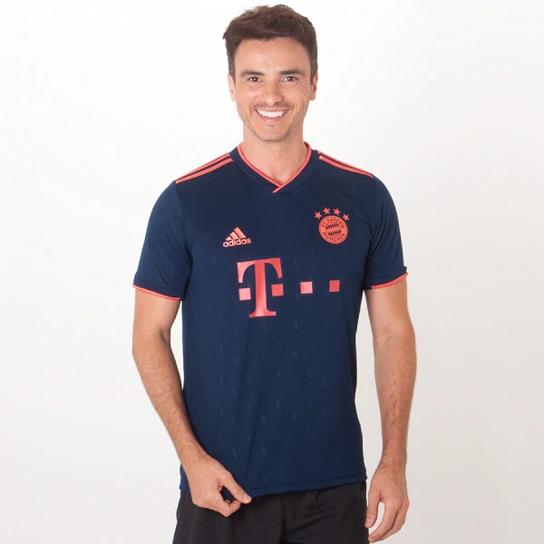 CAMISA ADIDAS BAYERN DE MUNIQUE OFICIAL 3 2019/20 SEM NÚMERO - Marinho/vermelho