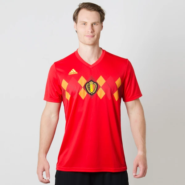 CAMISA ADIDAS BÉLGICA OFICIAL 1 2018 SEM NÚMERO - Vermelho/amarelo