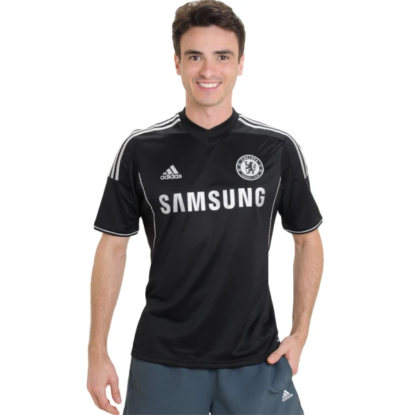 CAMISA ADIDAS CHELSEA OFICIAL 3 2013 SEM NUMERO - Preto/prata