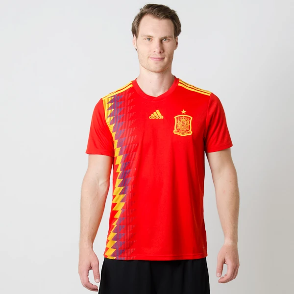 CAMISA ADIDAS ESPANHA OFICIAL 1 2018 SEM NÚMERO - Vermelho/amarelo