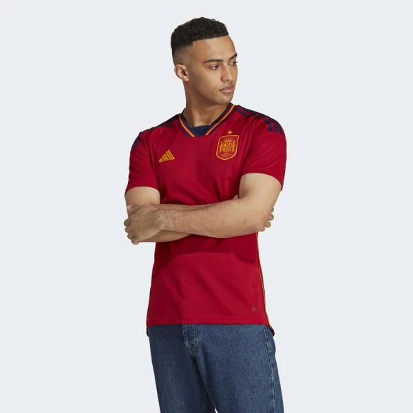 CAMISA ADIDAS ESPANHA OFICIAL I 2022 TORCEDOR MASCULINA - Vermelho/laranja