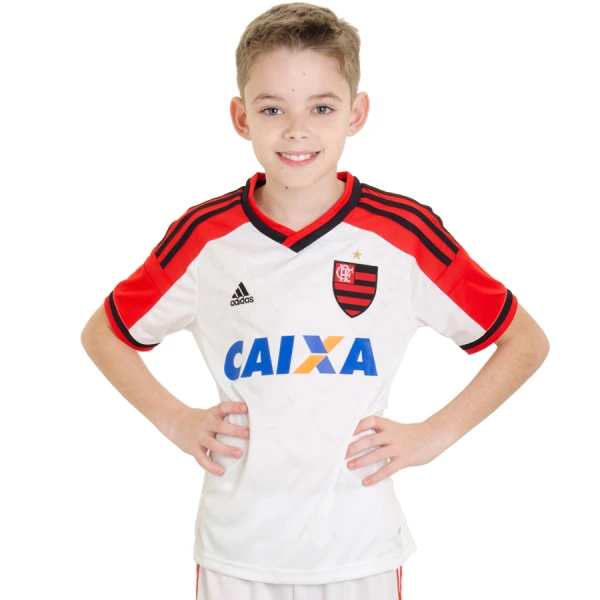 CAMISA ADIDAS FLAMENGO 2014 OFICIAL 2 SEM NÚMERO INFANTIL - Branco/vermelho