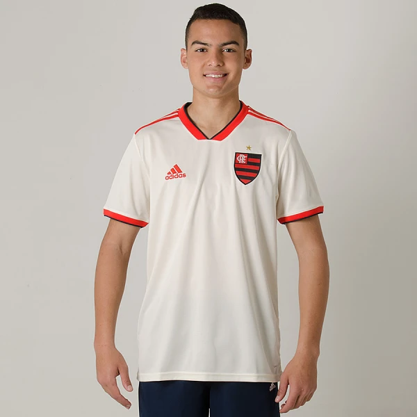 CAMISA ADIDAS FLAMENGO OFICIAL 2 2018 SEM NÚMERO - Bege/vermelho