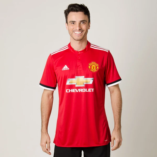 CAMISA ADIDAS MANCHESTER UNITED OFICIAL 1 2017/18 SEM NÚMERO - Vermelho/branco
