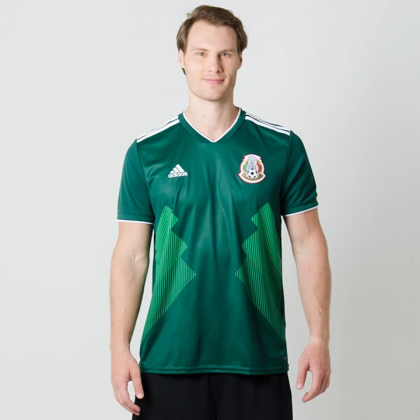 CAMISA ADIDAS MÉXICO OFICIAL 1 2018 SEM NÚMERO - Verde/branco