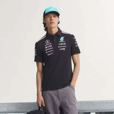 CAMISA ADIDAS POLO MERCEDES AMG F1 TEAM MASCULINA - Preto