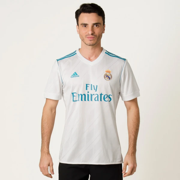 CAMISA ADIDAS REAL MADRID OFICIAL 1 2017/18 SEM NÚMERO - Branco/azul