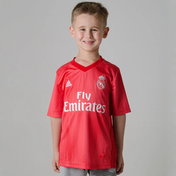 CAMISA ADIDAS REAL MADRID OFICIAL 3 2018/19 SEM NÚMERO INFANTIL - Vermelho