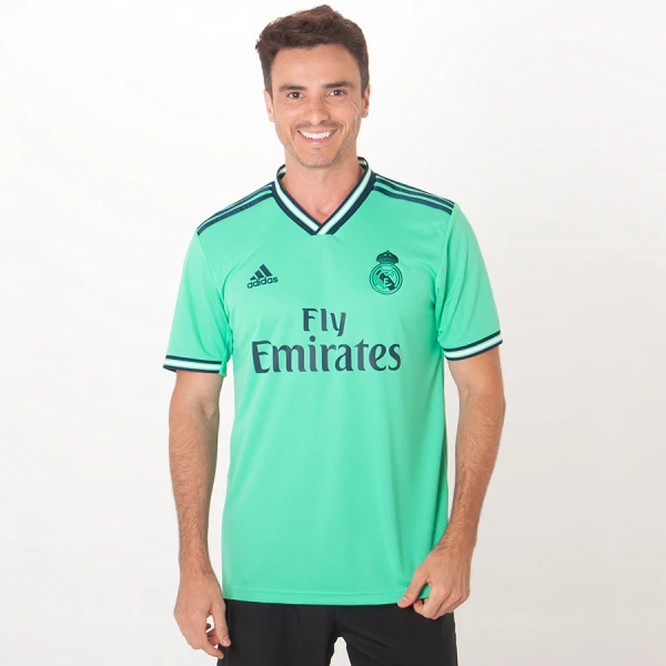 CAMISA ADIDAS REAL MADRID OFICIAL 3 2019/20 SEM NÚMERO - Verde/marinho