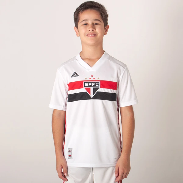 CAMISA ADIDAS SÃO PAULO OFICIAL 1 2019/20 SEM NÚMERO INFANTIL - Branco/vermelho
