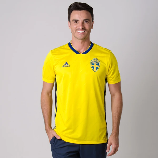 CAMISA ADIDAS SUÉCIA OFICIAL 1 2018 SEM NÚMERO - Amarelo/azul