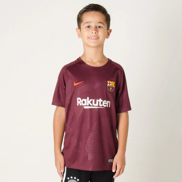 CAMISA NIKE BARCELONA OFICIAL 3 2017/18 SEM NÚMERO INFANTIL - Bordo