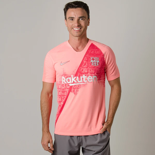 CAMISA NIKE BARCELONA OFICIAL 3 2018/19 SEM NÚMERO JOGADOR - Rosa