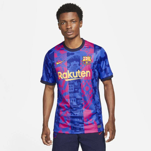 CAMISA NIKE BARCELONA OFICIAL III 2021/22 TORCEDOR - Azul/pink