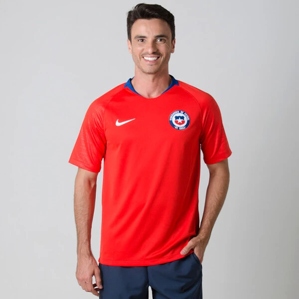 CAMISA NIKE CHILE OFICIAL 1 2018 SEM NÚMERO - Vermelho