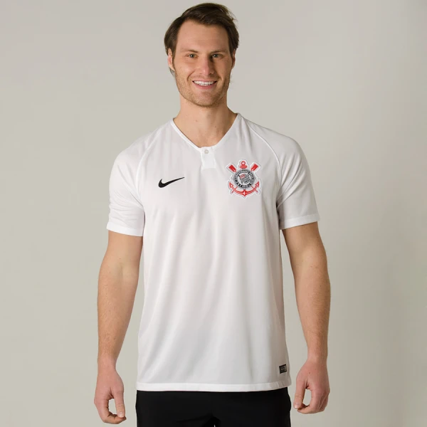 CAMISA NIKE CORINTHIANS OFICIAL 1 2018/19 SEM NÚMERO TORCEDOR - Branco